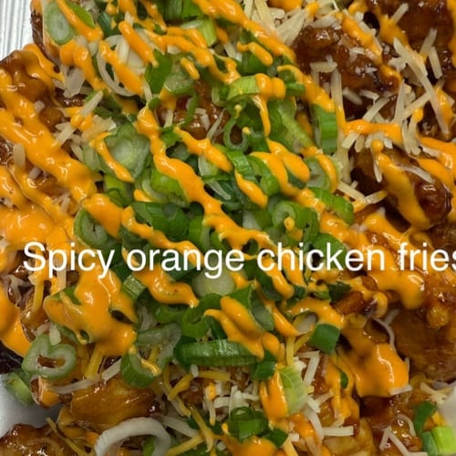 Spicy orange chicken fries.